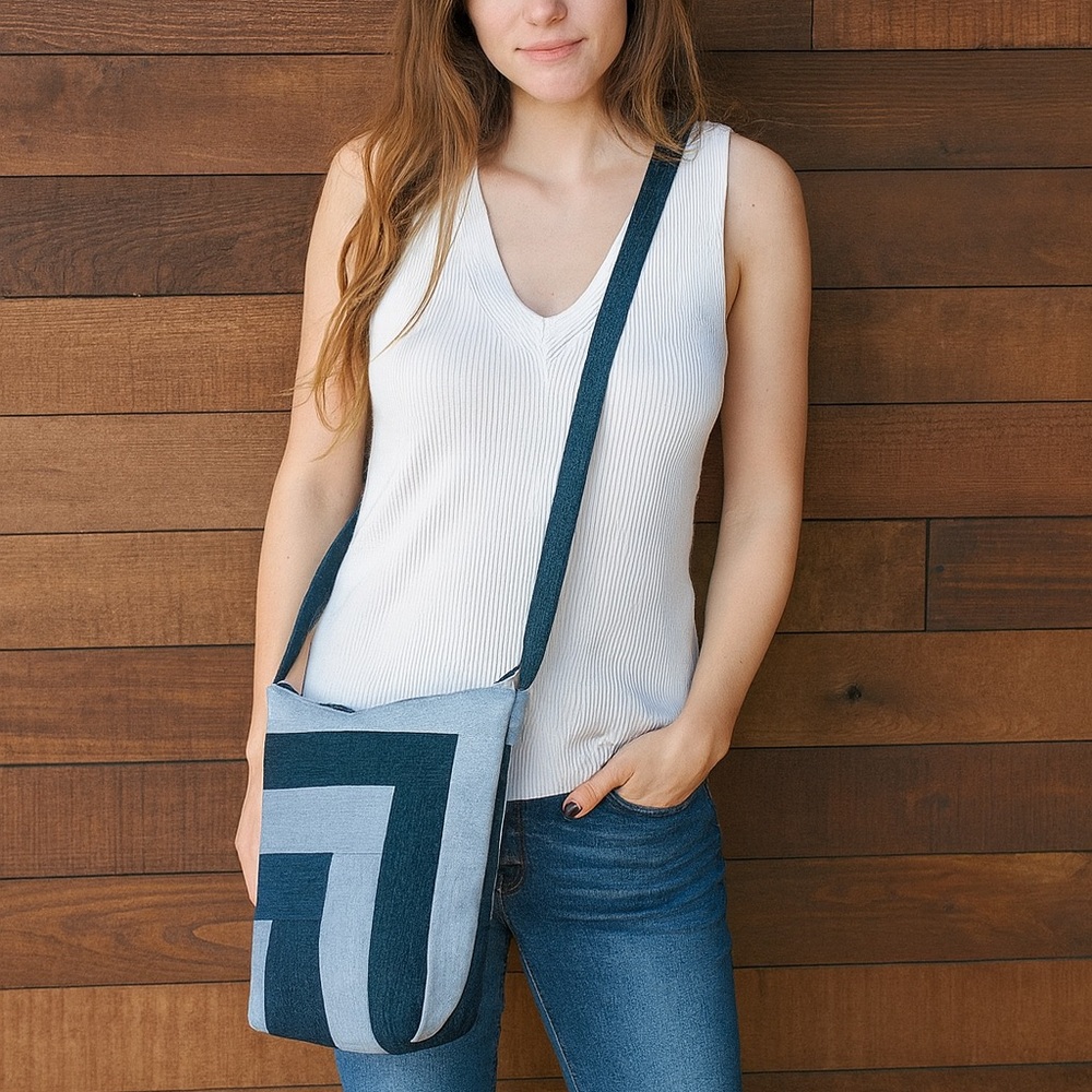 HANDMADE | Upcycled Denim Geometric Crossbag Handbag